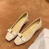 Single Shoes Women 2025 New Spring Square Toe Bow Block Heel Red Light Mouth Grandma Shoes