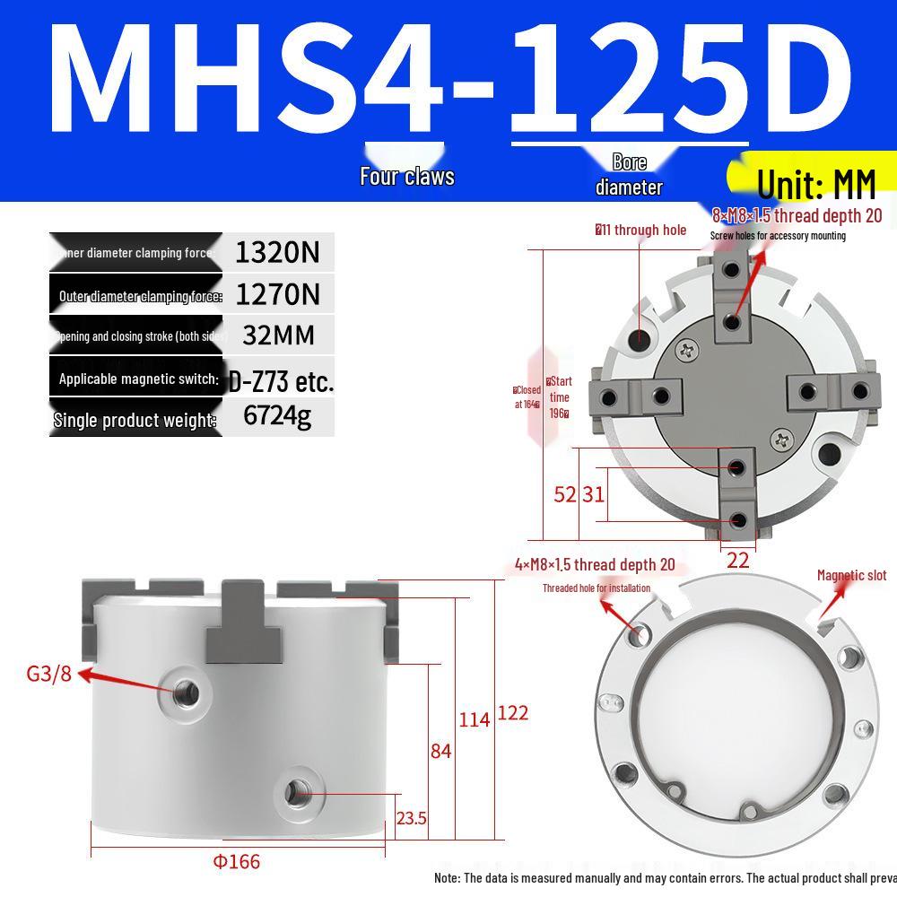 SMC Pneumatic Gripper Fingers: Two-Jaw, Three-Jaw, Four-Jaw MHS2/3/4-16D/25D/40D/50/63D