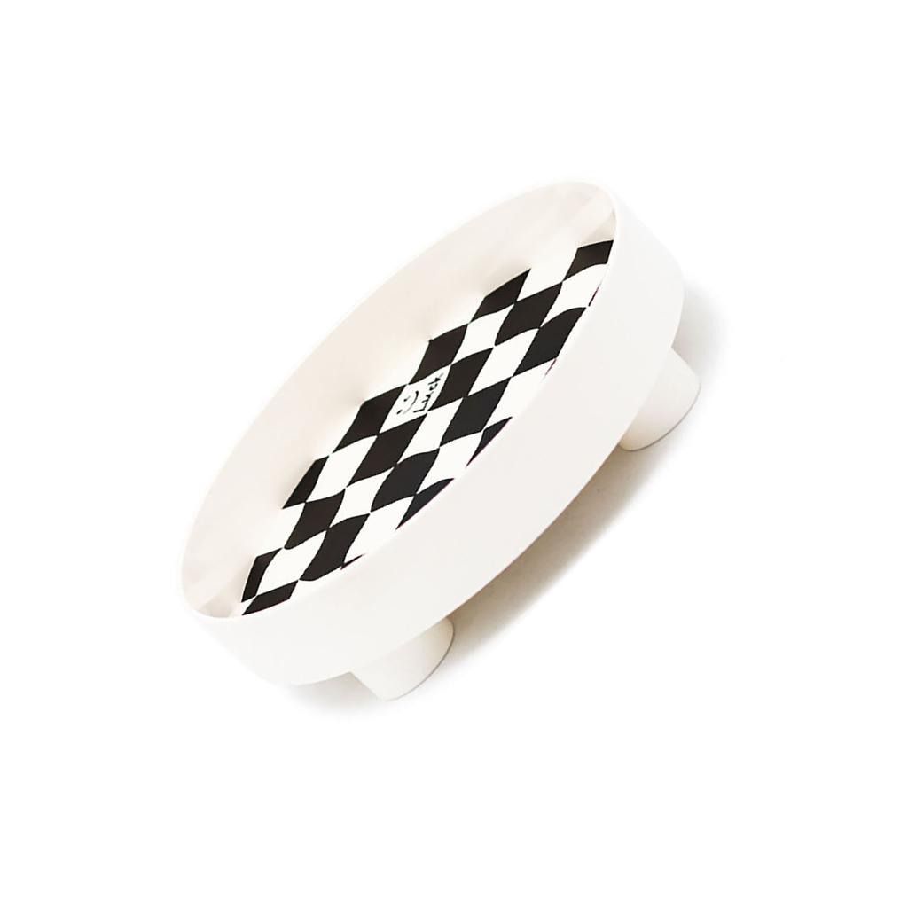 Round Storage Organizer Tray Checkerboard Design Plate Container Tray for Fruit Perfume Jewelry White, Small