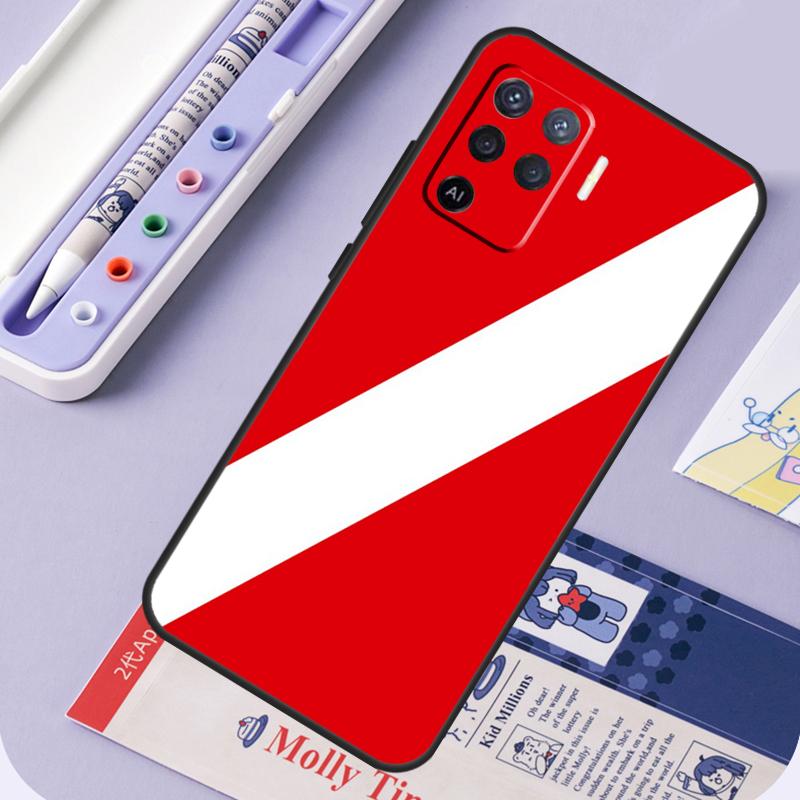Diver Down Scuba Flag For Oppo A40 A60 A80 A94 A74 A54 A15 A18 A38 A58 A78 A98 A16 A76 A96 A57 A17 A77 A5 Pro Case