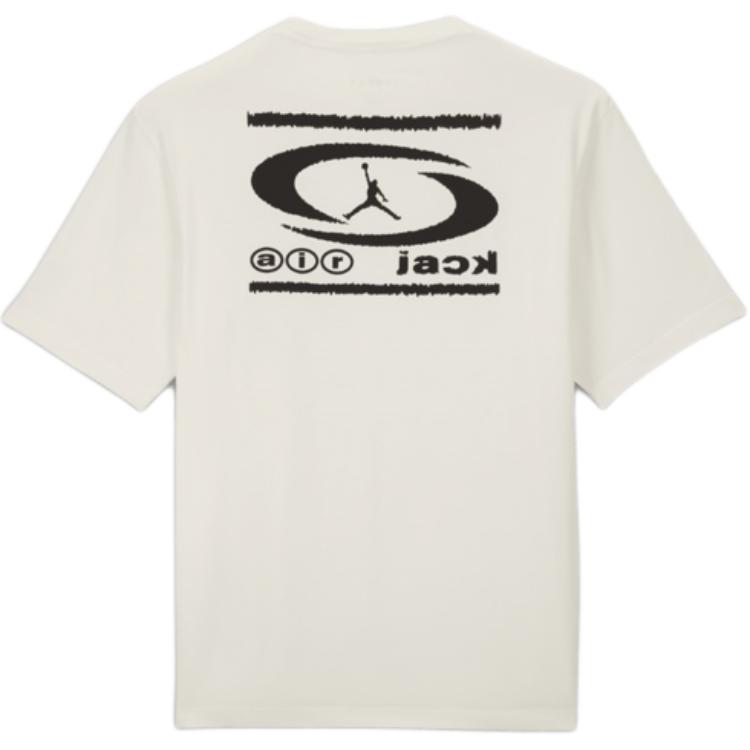 Jordan X Travis Scott Collaboration Comfortable Crew Neck Pullover Short Sleeve T-Shirt Men Tops Beige DZ5515-133