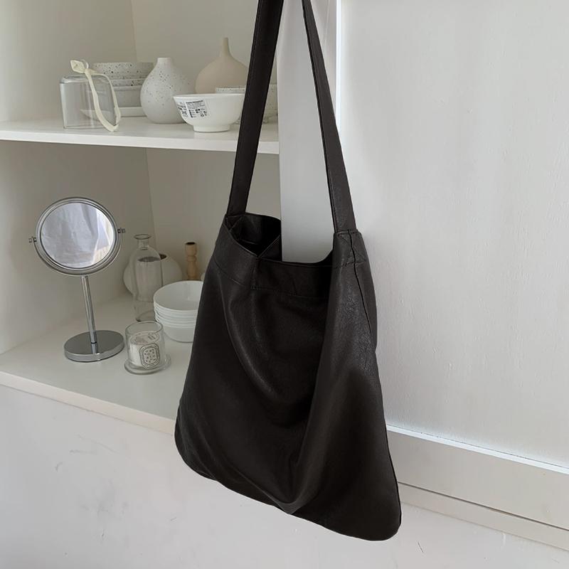 

Винтажная женская сумка через плечо из мягкой ПУ кожи, большая сумка для通勤, женская универсальная сумка-тоут, сумка подмышку 38cm*2cm*40cm чёрный