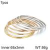 18K Gold-Plated Titanium Steel Stacking Ring and 3mm Round Bangle Bracelet Set for Women