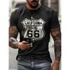 Men's Vintage Cotton T-Shirt  American Personality Route 66 Designed Short Sleeved Women Tees Casual Plus Size Men harajuku