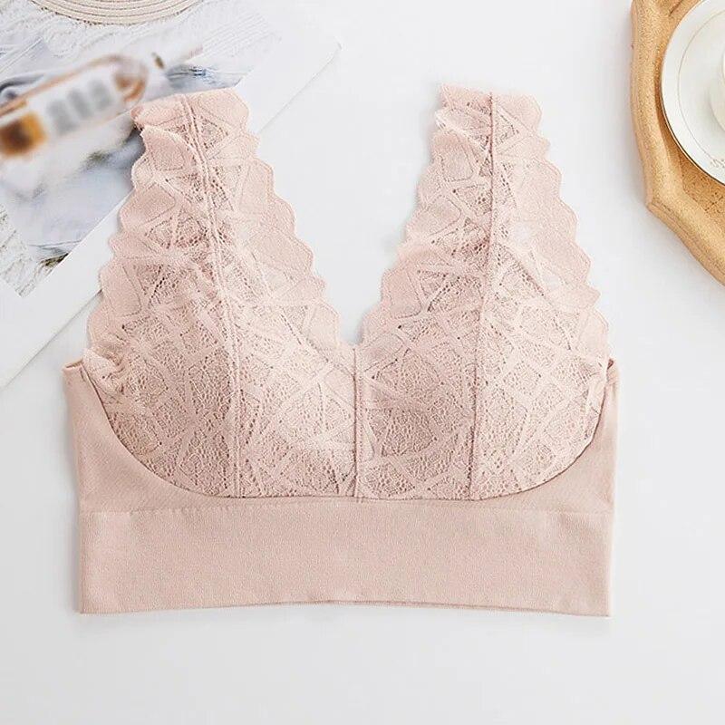 

Женский бюстгальтер с V-образным вырезом и кружевным спортивным латексным бюстгальтером M