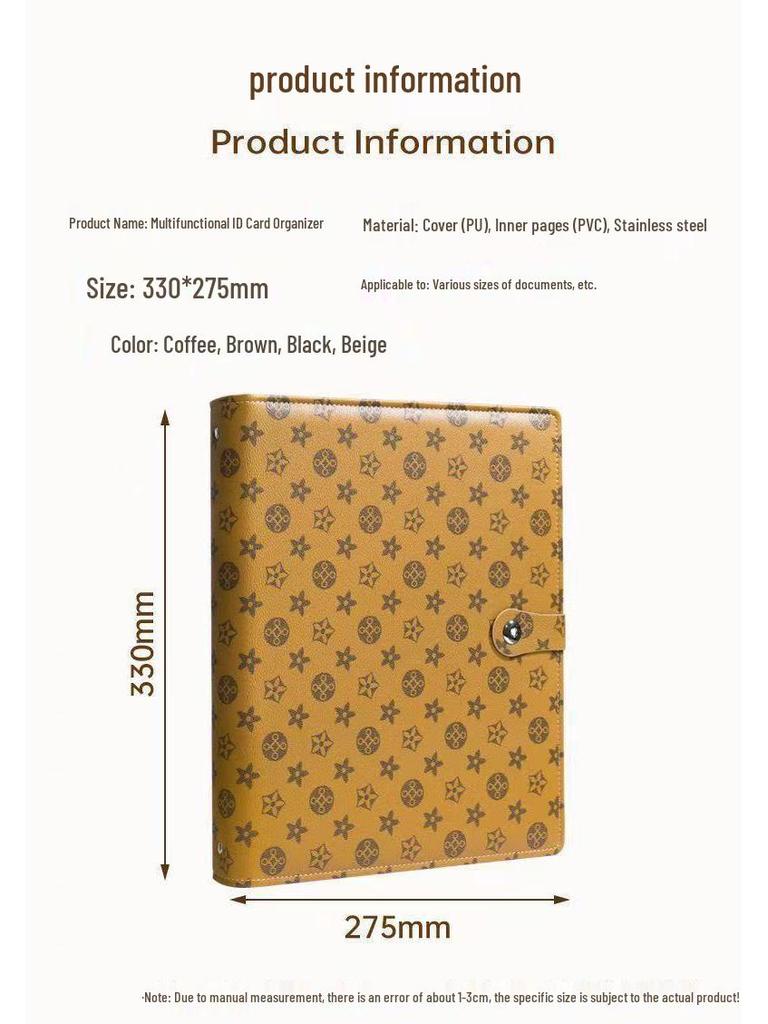 Family Document Storage Bag: Leather Magnetic Buckle A4 Album for Certificates, Receipts & Documents