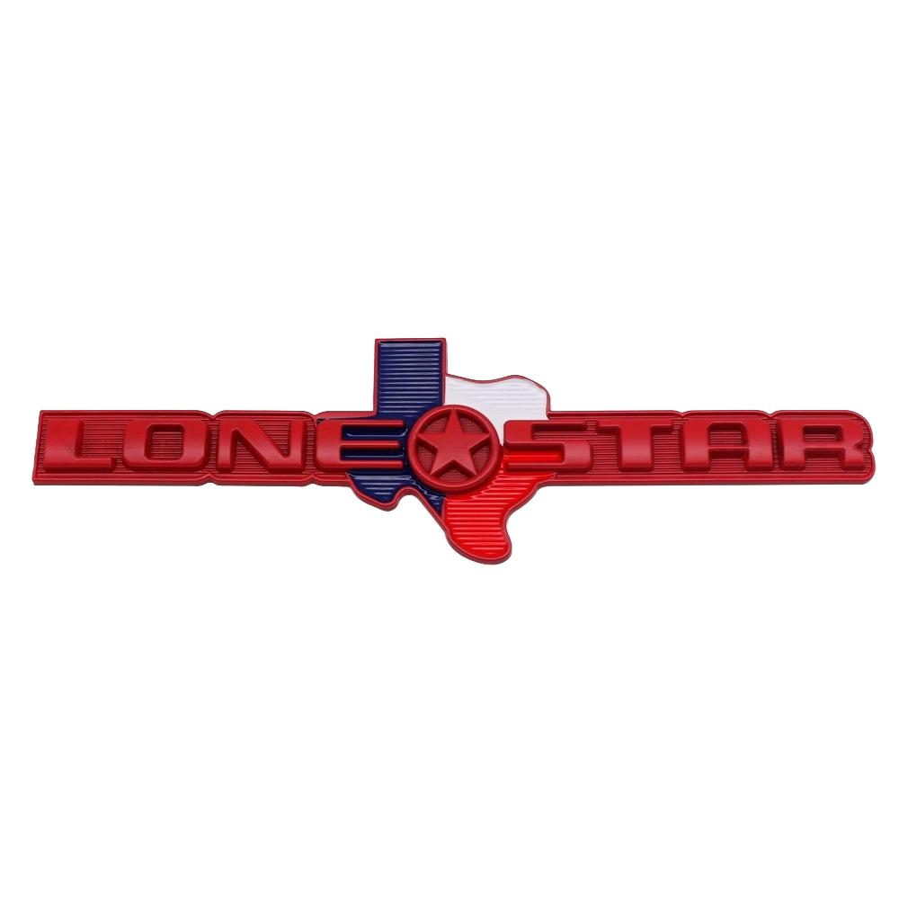 1 Stück Metall LONE STAR Texas Emblem Universelles Aufklebbare Fahrzeugplakette 3D Aufkleber für Auto LKW SUV Etc. rot