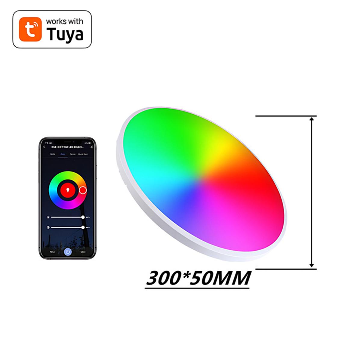 

Умный WiFi потолочный светильник 24 Вт 220 В RGB Круглая лампа для окружающей подсветки Управление через приложение Работает с Alexa Google Home Для спальни Домашний декор белый