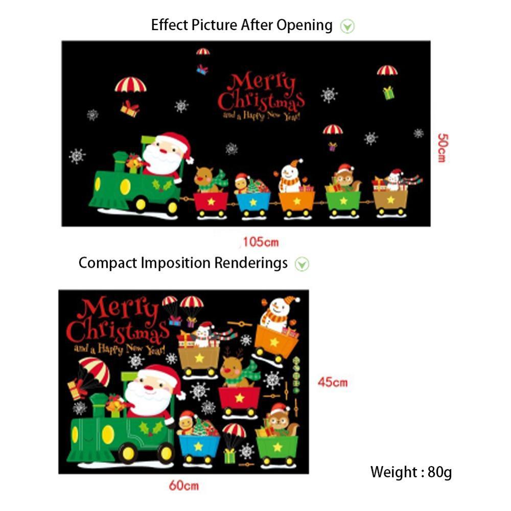Festival Atmosphere Dress Up Christmas Train Sticke Childrens room Bedside Shop Window Glass Scene Arrangement