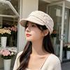 Suede Pleated Retro Flat Top Hat Women's Spring and Autumn Plain Face Small Versatile Equestrian Hat Temperament Beret Painter Hat