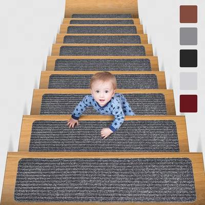 Nouveau tapis d'escalier 76x20cm Auto-adhésif Antidérapant Bande de marche d'escalier Tapis Tapis de sécurité Rayure douce Paillasson Décoration de maison