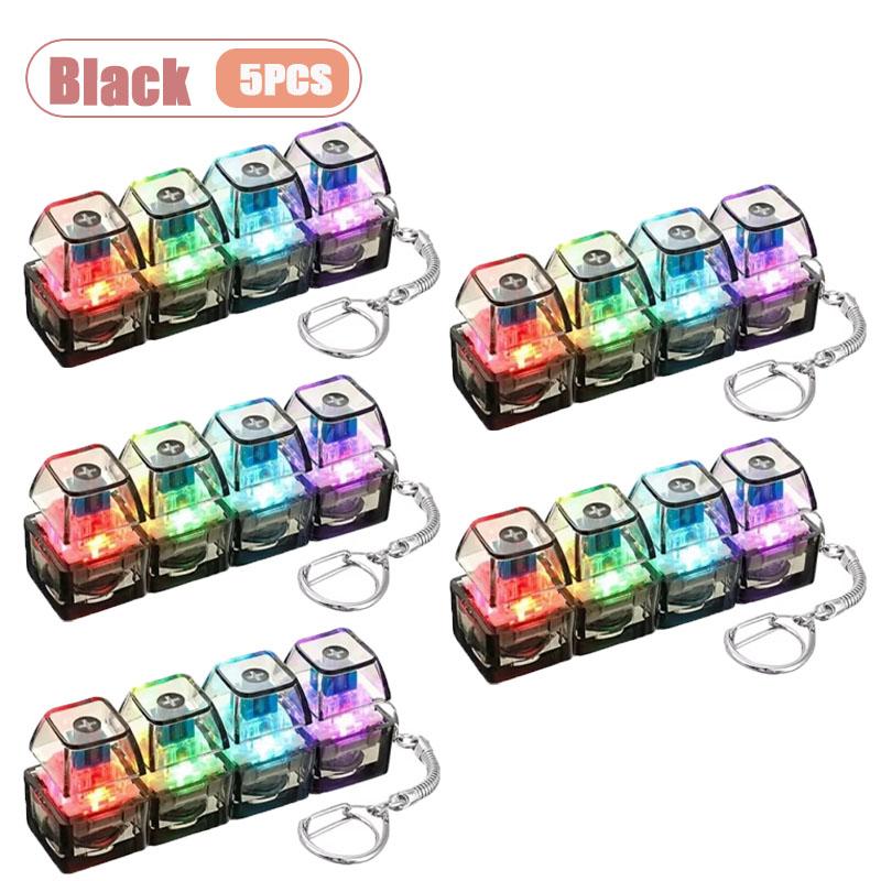Mechanical Keyboard Switch Tester Keychain Fidget with LED Light DIY Keycap Stress Relief Clicker for Office Desk Anxiety Gift