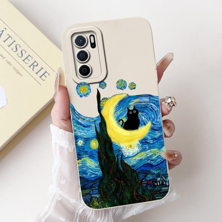 För Oppo A16 A16s A16k A16e Mobilskal Mjuk Matt Silikon Capa Oppo A54s CPH2273 Funda Gotisk Stil Tecknad Panda Baksideskydd