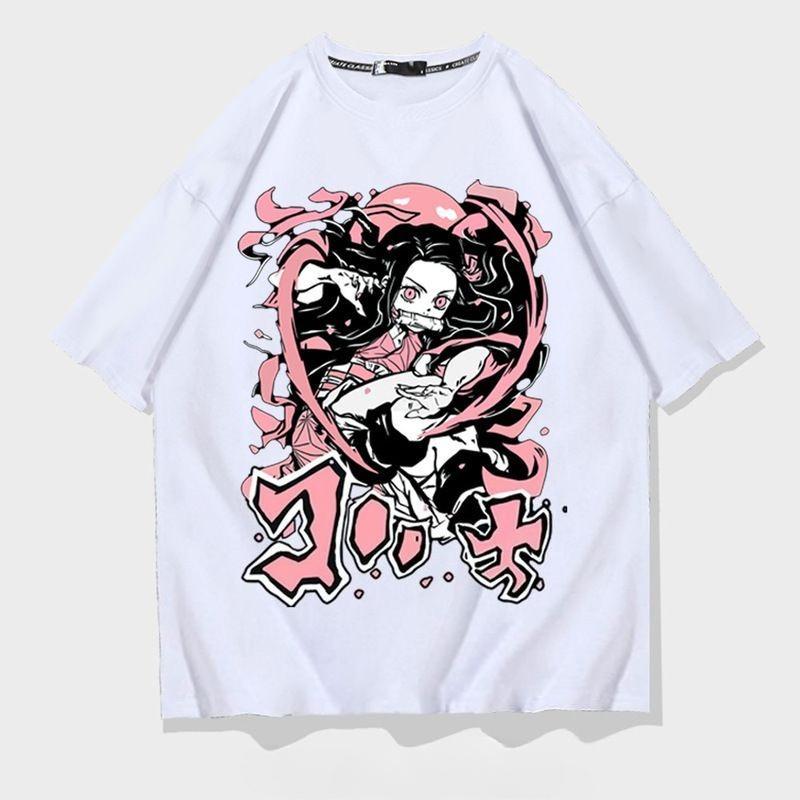 Anime Nezuko Characters T-Shirt Playing Gaming Novelty T-Shirts Short-Sleeved Tshirt Autumn 100 Cotton Kawaii  Aesthetic