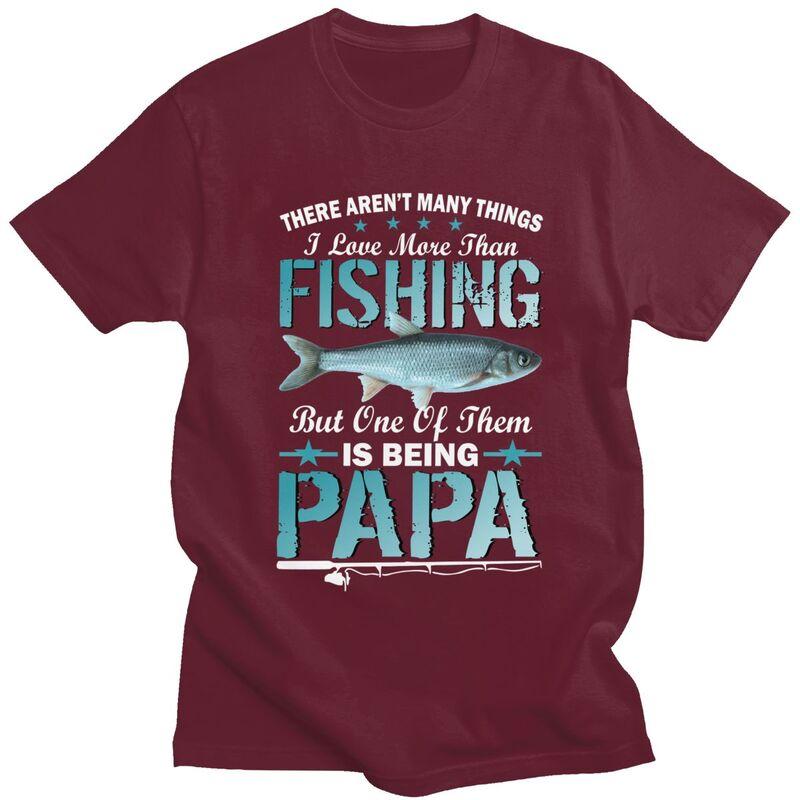 Custom Male Fishing Papa T Shirt Short Sleeves Cotton Tshirt Tshirt Casual Dad Fathers Gift Tees Slim Fit Clothing