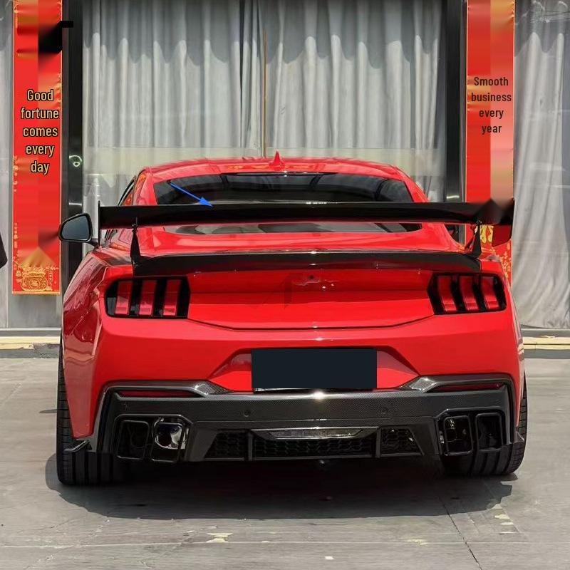 24+ Ford Mustang SC Style Carbon Fiber Rear Spoiler Stabilizer Diffuser