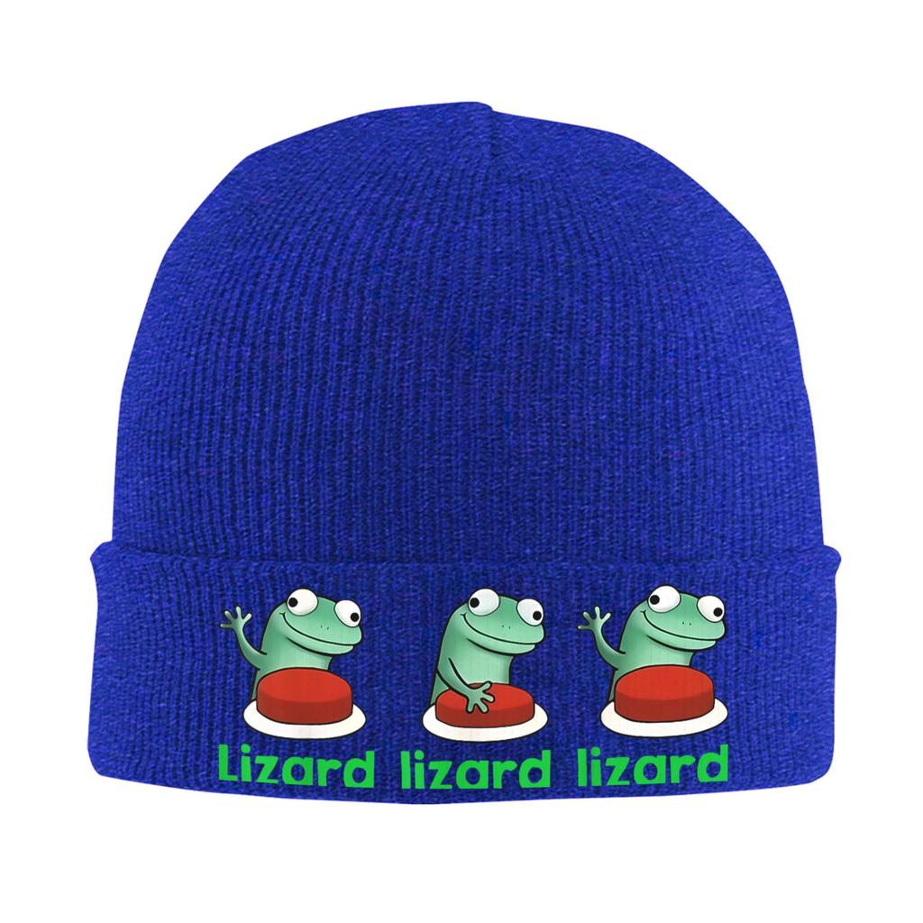 Funny Lizard Button 2 Beanie Hats  Skullies Beanies Unisex Funny Thermal Elastic Caps Autumn Winter Kpop Bonnet Hats