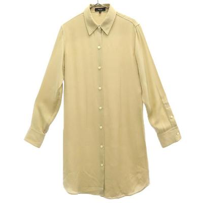 Seide Langarm Hemdkleid p beige Damen Gebraucht