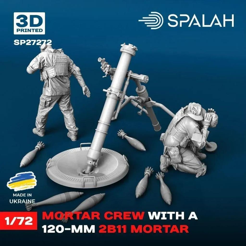 Spallach 1/72 Scale Resin Kit 2B11 120mm Mortar with Crew (2 Figures) SPU27272 (Person)