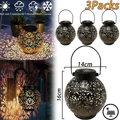 Outdoor Garden Solar Light Iron Art Hanging Light Hollow LED Landscape Light Garden Decoration Projection Light Waterproof