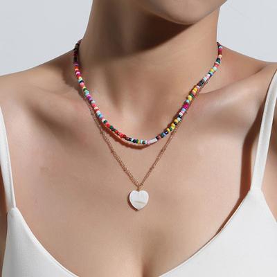Böhmische Frauen Multicolor Perlen handgemachte Liebe Halsketten Schmuck Geschenk