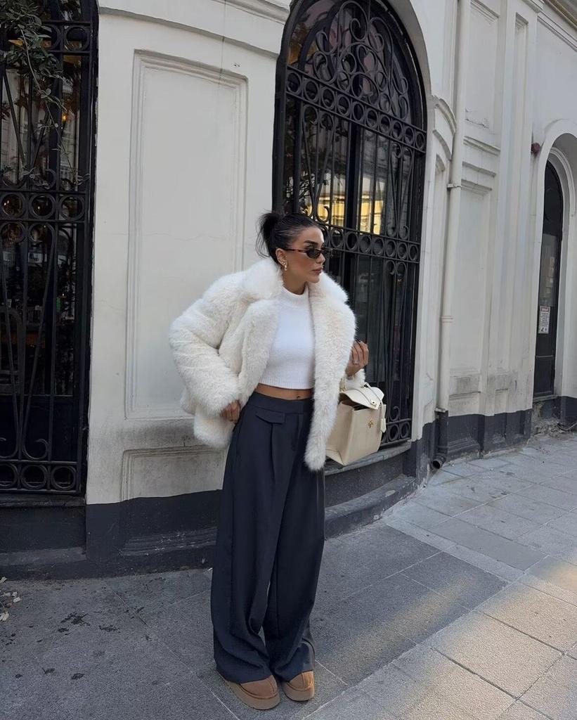 Damenmantel aus Kunstfuchsfell - Dick, locker, modisch und umweltfreundlich