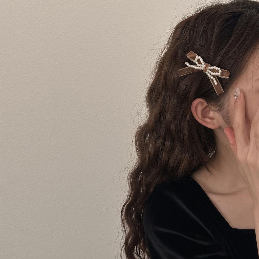 Sweet Ballet Velvet Bowknot Hair Clip Lazy Hairpin Duckbill Hairclips Barrettes for Women Side Bangs Hair Styling Tool