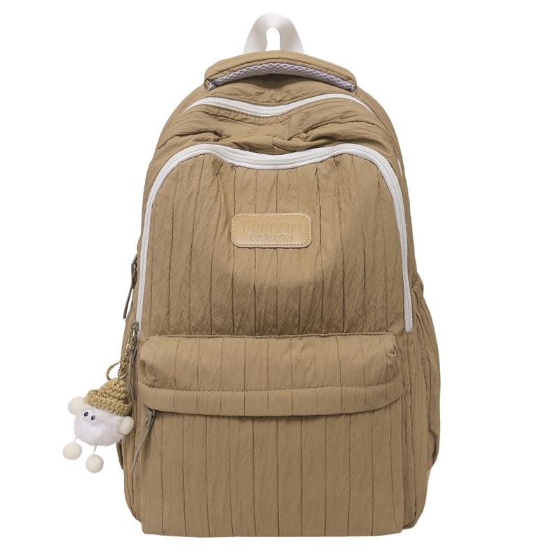 

Children s Solid Color Schoolbag Girl s Large Capacity Backpack хаки