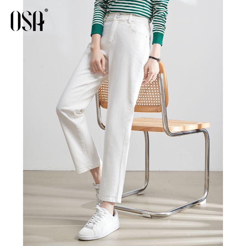 

OSA High Waist Casual Spring Clothing Women s Slimming Jeans Light apricot XS