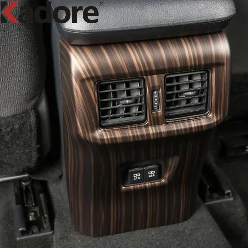 For Toyota RAV4 RAV 4 - 2024 Wood Grain Car Armrest Box Rear Air Condition Vent Outlet Cover Trim Interior Accessories