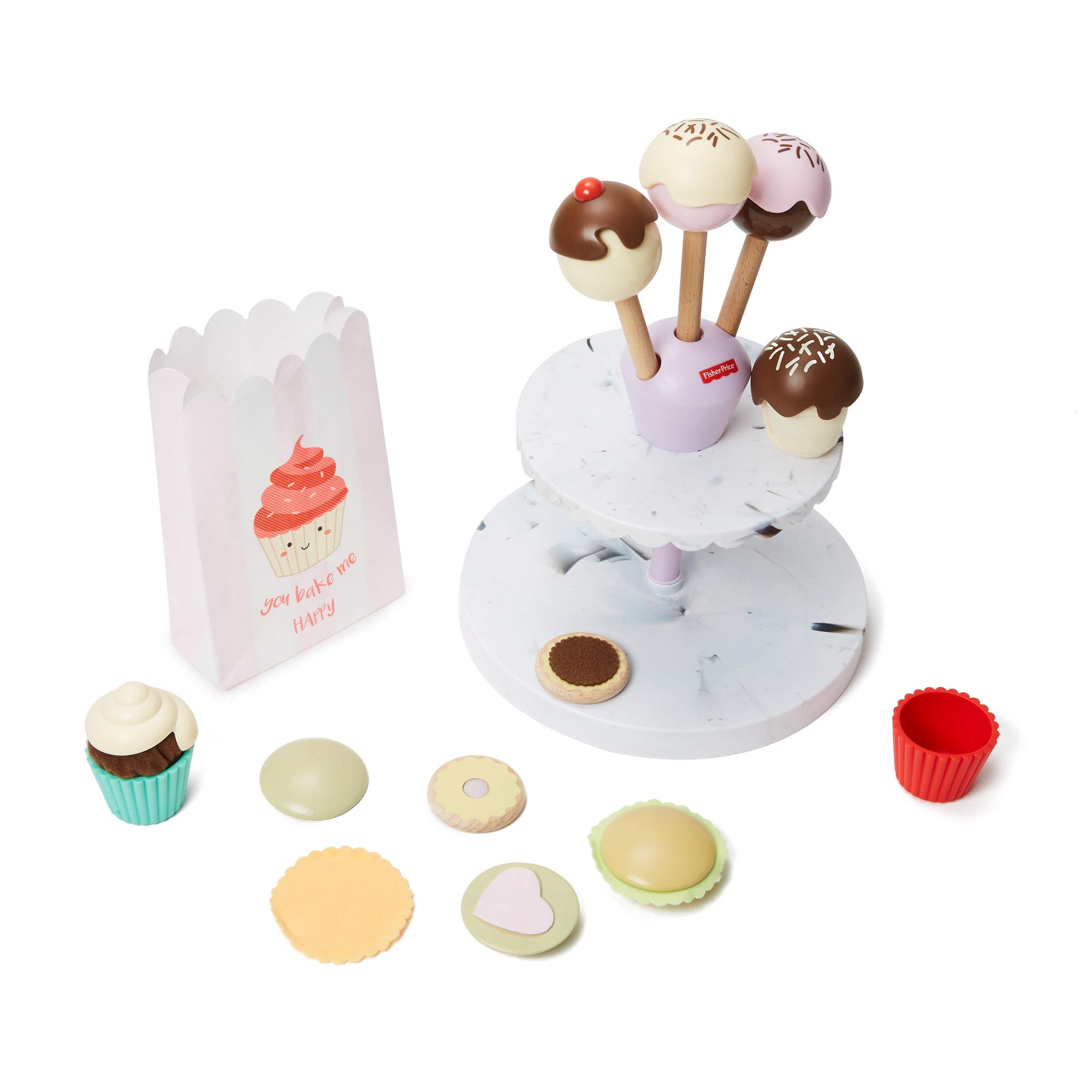 

Fisher Price Wooden Pretend Play Dessert Stand Wooden Toy GJX52