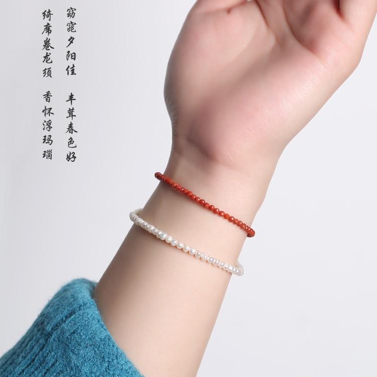 Bracciale Nan Hong da donna, braccialetto sfaccettato per coppie, braccialetto in cristallo rosso naturale color cachi, braccialetto Nan Hong fine di Baoshan