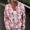 Women's Fashion Christmas Printed Long Sleeve Knitted Cardigan Button Down Jacket