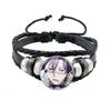 Tougen Anki Bracelet Glass Cabochon Handmade Black Leather Bracelet Jewelry Charm Fans Accessories Collect Gift