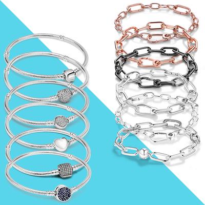Pulsera de Cadena Me Plata Auténtica 925 Pulsera de Cadena de Serpiente Compatible con Abalorios de Marca Europea Original Joyería DIY Regalo