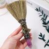 Natural Witch Broom Ornaments Rough Stone Broom Craft Crystal Column Point Stone Broom  Desktop