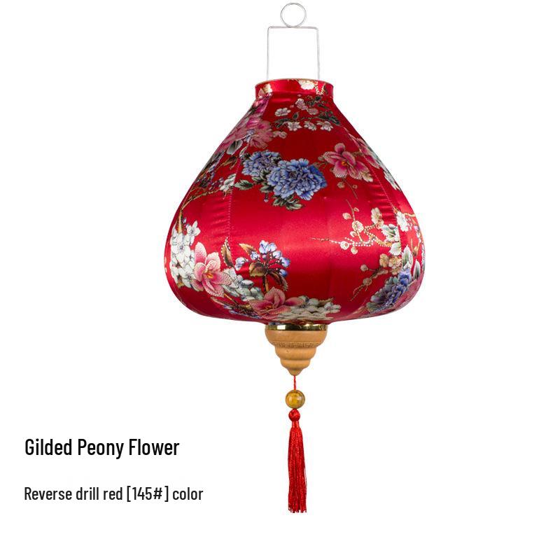 Gold-Edged Peony Palace Lantern - Chinese Style for New Year, Spring Festival, Weddings, Outdoor, or Housewarming Decor