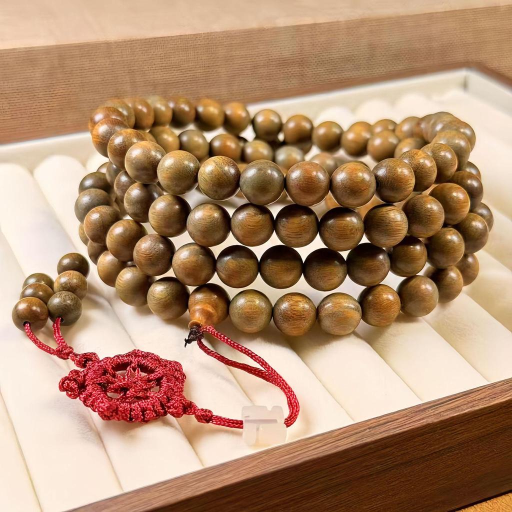 Natural Argentine Green Sandalwood 108 Prayer Beads Bracelet for Men and Women