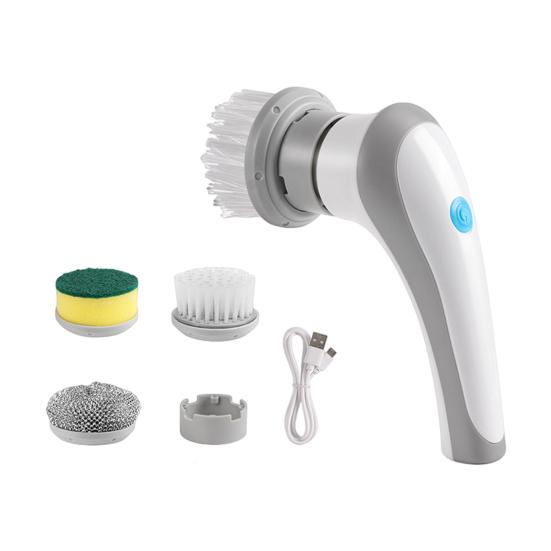 

Электрическая вращающаяся чистящая щетка Перезаряжаемая конструкция Мощный двигатель Чистящая щетка с 3 насадками Беспроводная щетка для удаления пятен белый