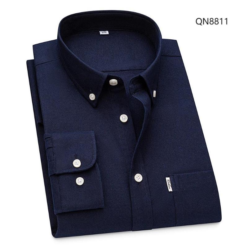 

Work White Shirt Man Shirts Long Sleeve Cotton Casual Oxford Men Long Sleeve Shirt 100% Cotton Solid Color Business With Pocket 43
