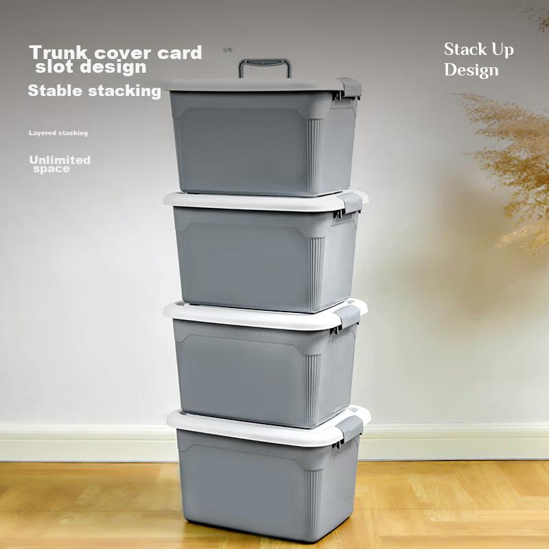 Xitianlong Plastic Storage Box for Moving, Car Organizer, 24L, Glacier Gray, 1 Piece, without Wheels