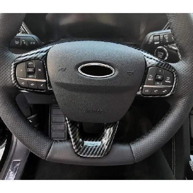 For Ford Kuga Escape     2024 ABS Carbon Fiber Steering Wheel Buttons Frame Cover Trims Car Styling Accessories