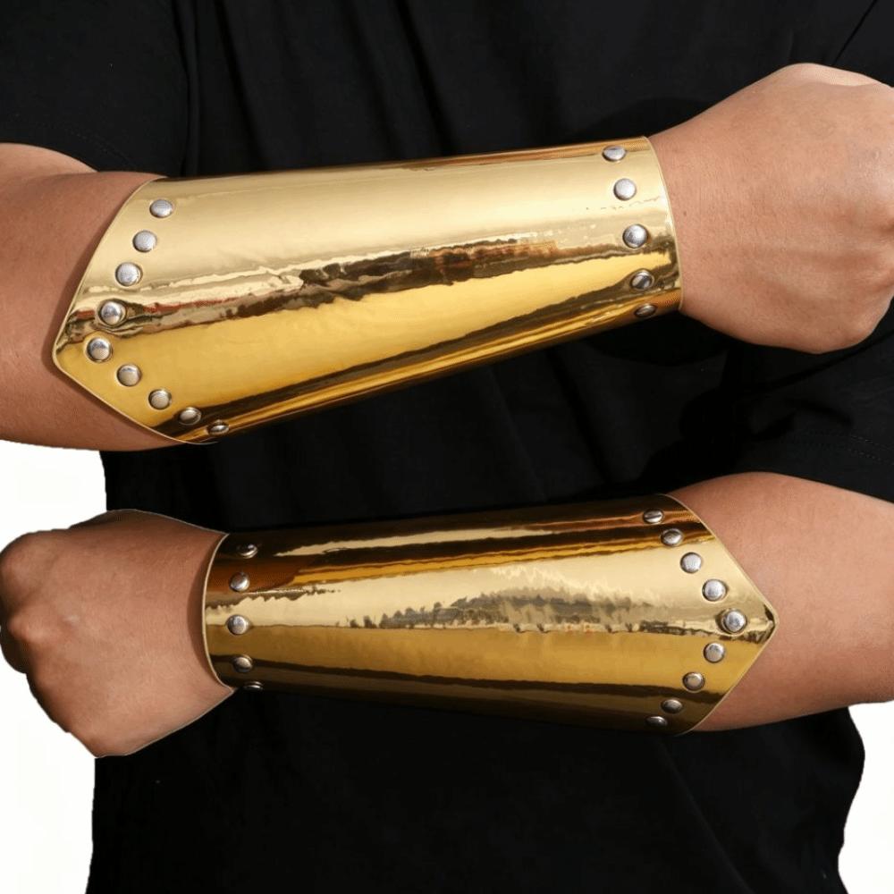 Silver Gold Rivet Medieval Bracers Role Playing Cosplay Arm Cuff Knight Arm Guard Training