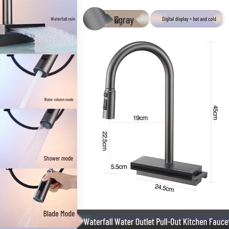 TLXT Brass Kitchen Pull-Out Swivel Faucet
