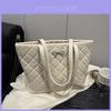 Pu Quilted Tote Bag With Zipper Closure For Casual Streetwear Style