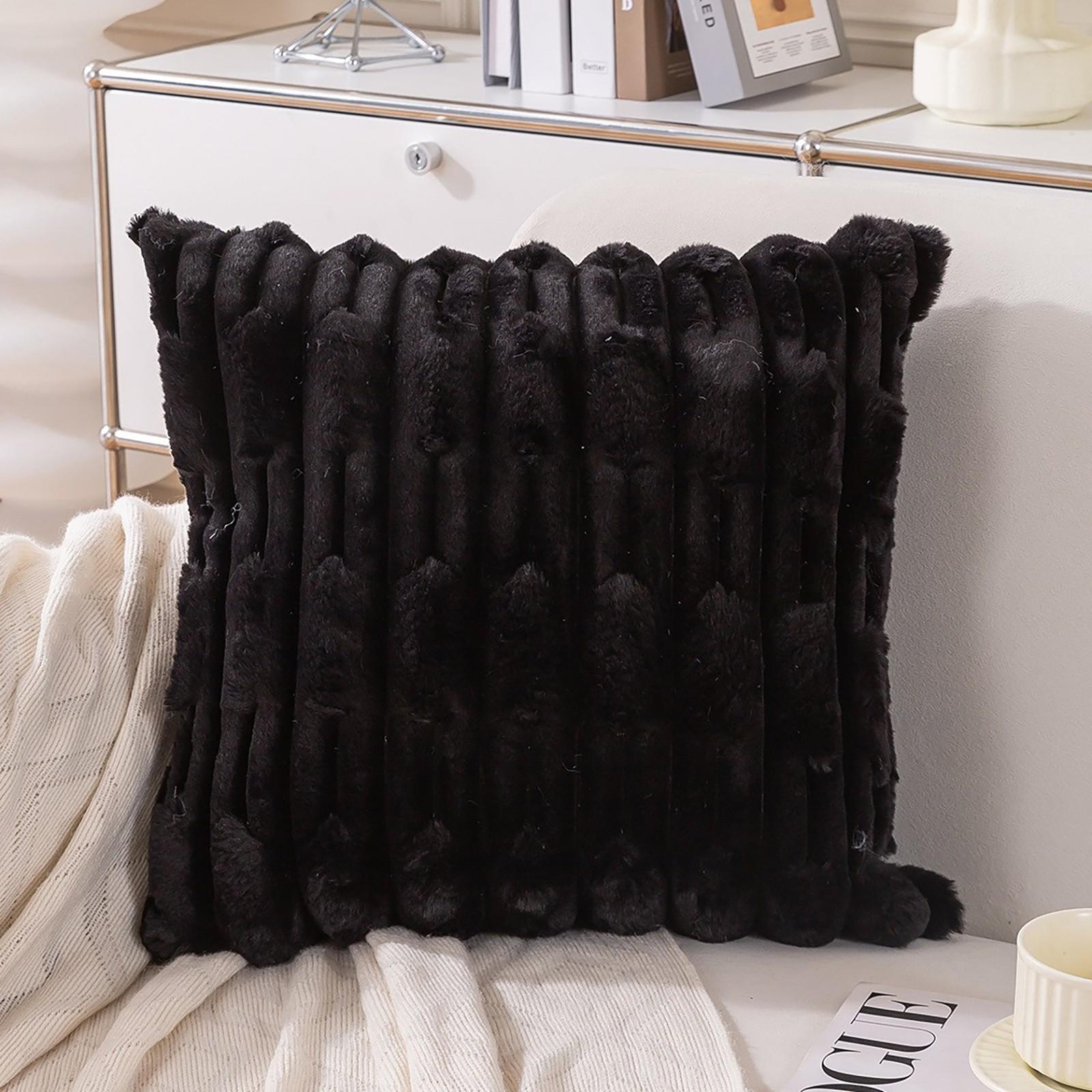 

Plush Pillow Cover Double-sided Three-dimensional Pillow Cover Living Room Sofa Decorative Pillow Cover Soft Lumbar Pillow,45*45cm, One Size чёрный