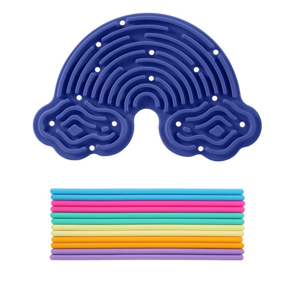 12 Strings Sensory Activity Board Silicone Rainbow Sensory Toys New Fidget Toy  Kids Adults
