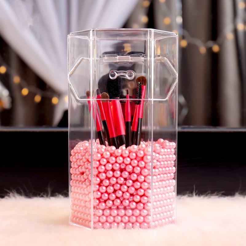 Make-up-Pinsel- und Lippenstift-Organizer aus Acryl mit Fächern - Aufbewahrungsröhre mit großem Fassungsvermögen