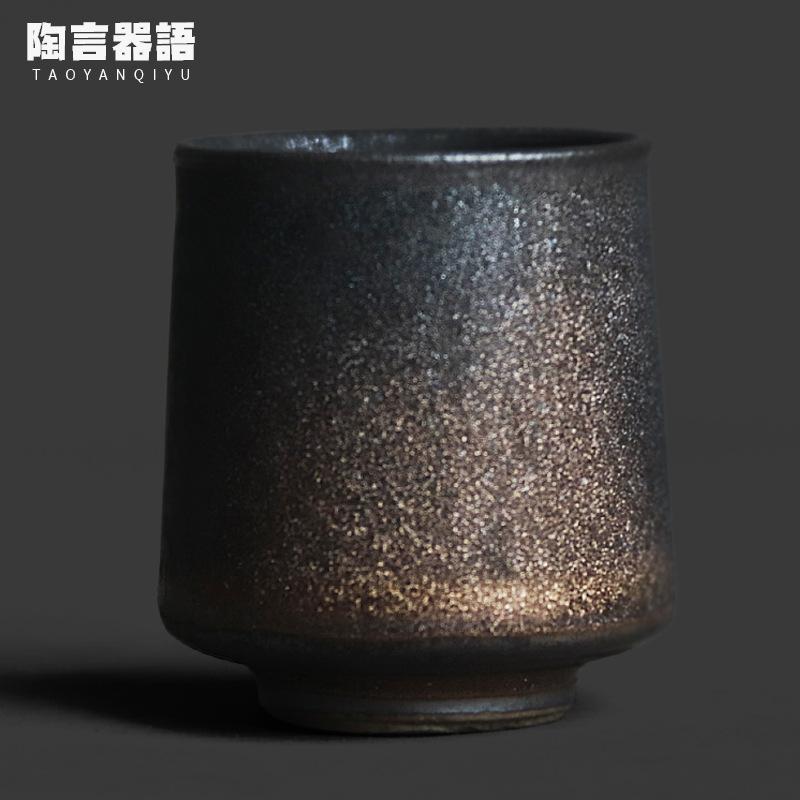 

2pc/lot Kiln Fambe Blackened Gold High-foot Teacup Vintage Tea Bowl Cute Cup Tea-tasting Personal Cup Chazhan Master Cups Tea As Your Choose