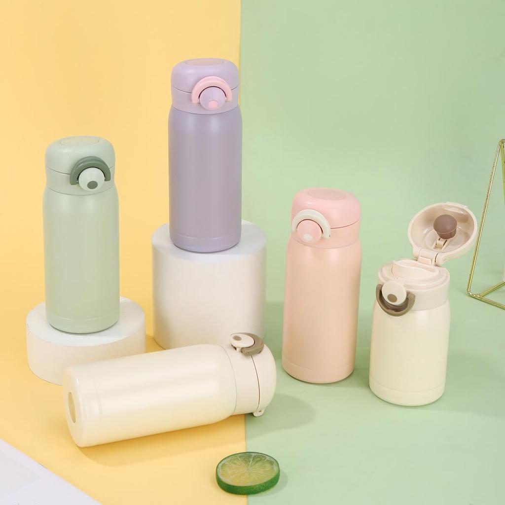 Macaron-Colored Pea Cup 304 Stainless Steel Double-Layer Vacuum Insulated Cup Compact Portable Bounce Cup for Students